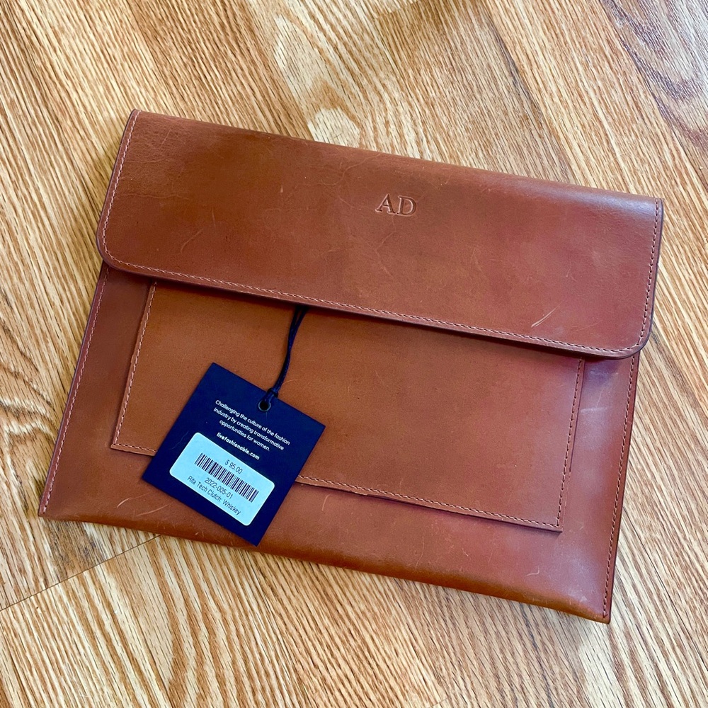 NWT Monogram Rita Tech Envelope Clutch in Whiskey Brown